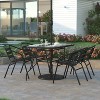 Emma and Oliver 5-Piece Patio Dining Table and Chairs Set with 47" Tempered Glass Top Table, 4 Stack Triple Slat Chairs in Black - 2 of 4