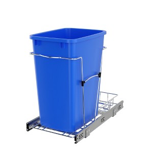 Rev-A-Shelf RV-12KD Series 35-Quart Kitchen Cabinet Pull-Out Waste Container with Rear Storage and Chrome-Plated Wire Bottom Mount - 1 of 4