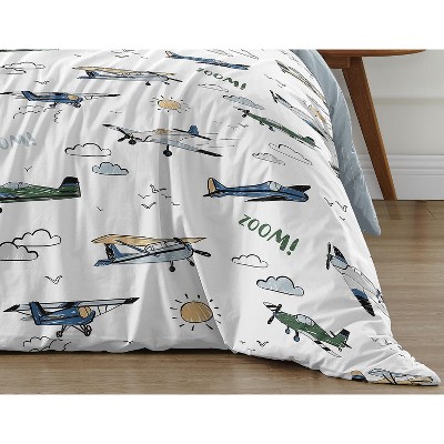 Sweet Jojo Designs Full/Queen Comforter Bedding Set Airplane Green and Blue 3pc — фото 6