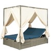 Outdoor Patio Rattan Canopy Daybed Sunbed with Curtain and Adjustable Seat - 2 of 4