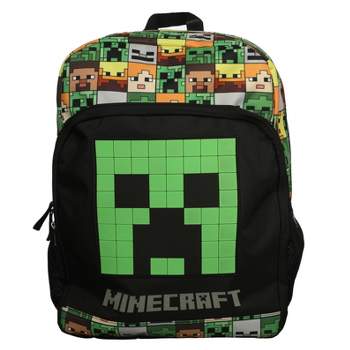 Minecraft 5-Piece Set: 16” Backpack, Lunchbox, Utility Case, Rubber  Keychain, and Carabiner