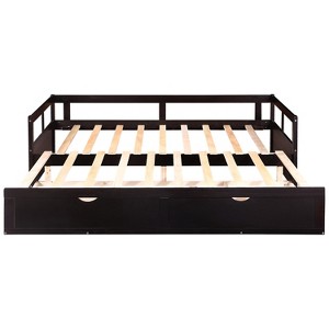 Bellemave Twin Daybed with Storage Drawers, Extendable Twin to King Day Bed with Slats for Kids, Teens, Adults, Espresso Daybed Twin to King Size - 1 of 4