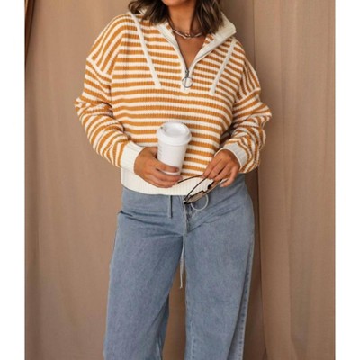 Women's Darcy Striped Quarter-Zip Sweater - Sunland 17