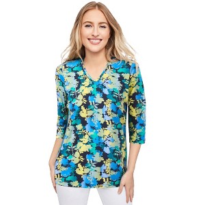 Jessica London Women's Plus Size Stretch Cotton V-Neck Tee - 1 of 4