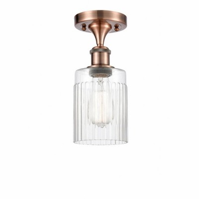 Hadley - 1 Light Semi-Flush Mount In Art Deco Style-13 Inches Tall and 4.5 Inches Wide