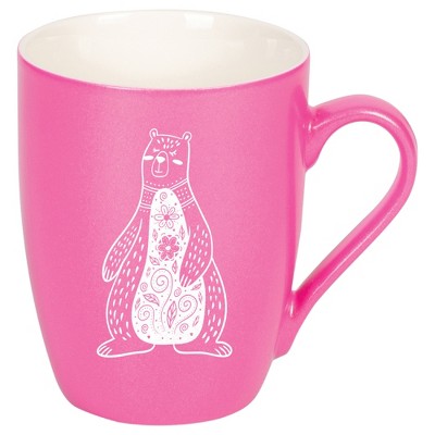 Elanze Designs 10 Ounce Metallic Finish New Bone China Tea Coffee Cup Mug� Princess Pink Whimsical Floral Bear