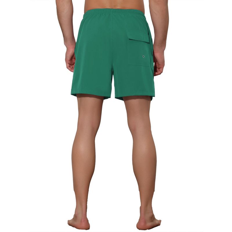 Lars Amadeus Men's Summer Solid Color Elastic Waistband Swim Beach Shorts, 3 of 6