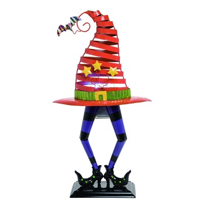 Transpac Metal 28 in. Multicolor Halloween Light Up Witch Hat with Legs