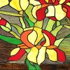 Chloe Lighting Fire Lily Tiffany-Style Floral Stained Glass Window Panel 25`` Height - 4 of 4