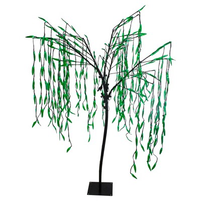 Northlight 6' Lighted Christmas Willow Tree Outdoor Decoration - Green LED Lights