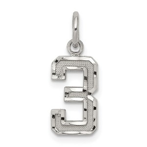 Black Bow Jewelry Sterling Silver, Varsity Collection, Small D/C Pendant, Number 3 - 1 of 4