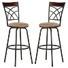 VECELO Bar Stools Adjustable Height Set of 2, 24/29" Swivel Counter Stools with Upholstered Seat, Steel Bistro Pub Chairs - 2 of 4