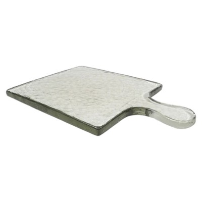 Slickblue Glass Serving Board with Hammered Texture - 7x10”, Dishwasher Safe, Available in Smoke/Blush/Clear