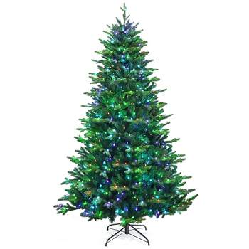 Costway 6ft\7ft\8ft App-Controlled Pre-lit Christmas Tree Multicolor Lights w/ 15 Modes