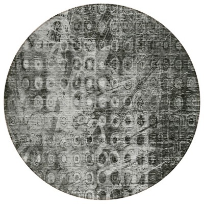 Charcoal Ikat Washable Indoor Outdoor Area Rug
