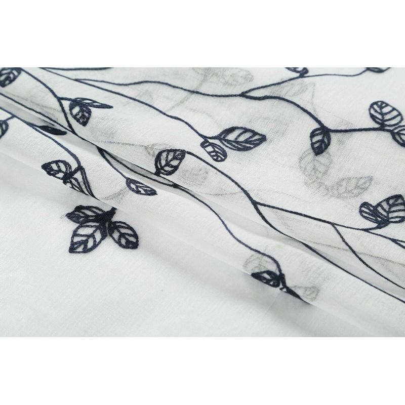 Kate Aurora 2 Pack Floral Leaf Embroidered Grommet Sheer Curtains, 2 of 5