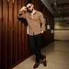 Campus Sutra Men Men's Tan Brown Stripe-Creased Shirt - 3 of 3