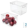 iDesign Storage Bins with Handles for Kitchen, Bathroom, or Office, Set of 2, Clear, Made in USA - 2 of 4