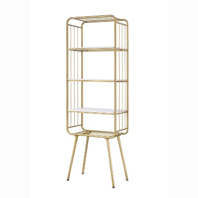 HOMES: Inside + Out 71" Jasper 5 Shelf Glam Bookcase Gold: Luxury Style, MDF & Steel, Open Back Design