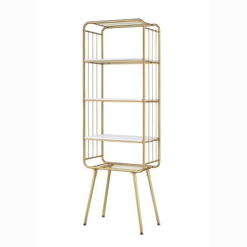 HOMES: Inside + Out 71" Jasper 5 Shelf Glam Bookcase Gold: Luxury Style, MDF & Steel, Open Back Design - image 1 of 4