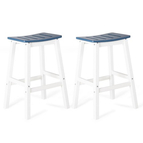 Aoodor Outdoor Bar Stools, Set Of 2 Bar Chairs, 28 Inch Hdpe Patio