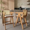 Set of 2 Cane-Style 27 Inch Bar Stool, PE Rattan Armrest Bar Stool with Foam-Padded Fabric Seat, Bar Stool with Rubberwood Frame-Coolbibila - 3 of 4