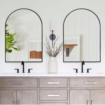 36"X24" Arch Mirrors For Bathroom,Aluminium Mirror Frame Two Mirrors,Bathroom Vanity Mirror Set Of 2,Wall Mounted Bathroom Mirror-The Pop Home