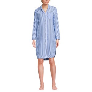 Lands' End Women's Cotton Poplin Long Sleeve Sleepshirt Nightgown - 1 of 3