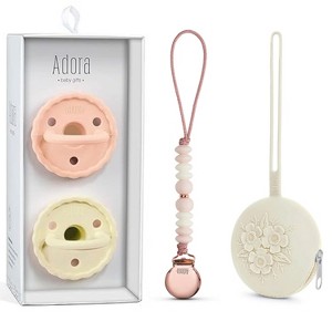 Adora Pacifier Gift Set – Silicone Pacifiers, Pacifier Clip & Travel Case – Newborn & Toddler Soothing Essentials, BPA-Free - 1 of 4