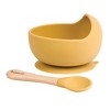 SARO "Nordic Wave" Silicone Baby Feeding Set: Suction Bowl & Wooden Spoon for Baby-Led Weaning & Self-Feeding - 2 of 4