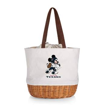 NFL Houston Texans Mickey Mouse Coronado Canvas and Willow Basket Tote - Beige Canvas