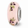 Black Bow Jewelry Fenton Pink Hand Painted Nuthatch Glass & Sterling Silver Bead Charm - 3 of 4