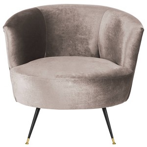 Arlette Mid-Century Barrel Chair - Hazelwood Velvet - Safavieh , Brown