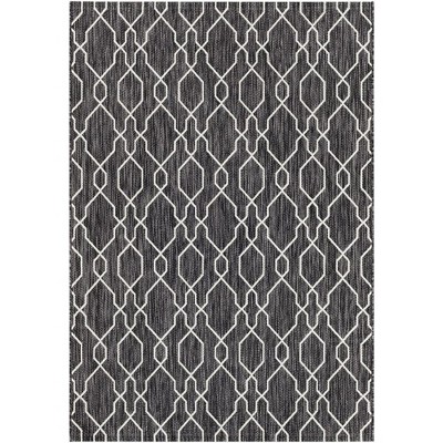 Mark & Day Valentijn 6'7"x9' Oval Woven Indoor & Outdoor Area Rugs Dark Gray: Stain-Resistant Patio Rug, Traditional Ikat Design