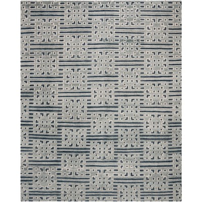 Hand-Knotted Medallion Wool &amp; Cotton 8&#039; x 10&#039; Blue Area Rug