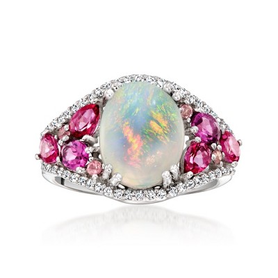Ross-Simons Opal and 1.25 ct. t.w. Multi-Gemstone Ring in Sterling Silver