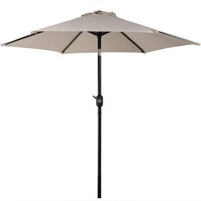 Sunnydaze Outdoor Aluminum Patio Umbrella with Polyester Canopy and Tilt and Crank Shade Control - 7.5' - Beige