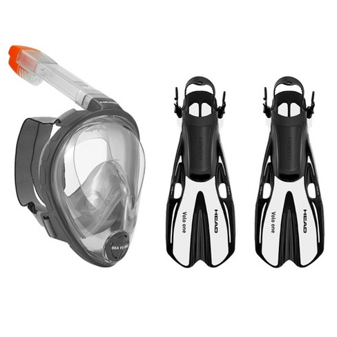 Download Head Sea Vu Full Face Gray Snorkeling Mask X Small Yellow Scuba Fins Sm M Target PSD Mockup Templates