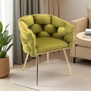 28.7" Velvet Modern Single Accent Chair with Gold Metal Legs and Cotton Cushion - 1 of 4