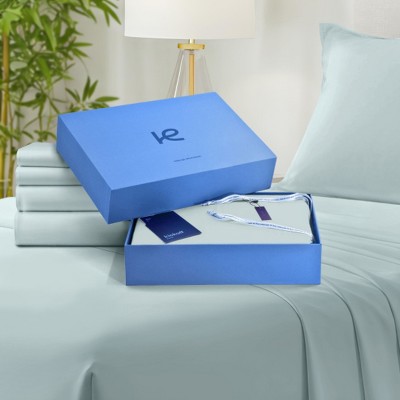 Kickoff Home Viscose from Bamboo Sheets Set 300 Thread Count 100% Organic Bamboo Viscose Cooling Bedding Sheets Hot Sleepers, Flat, Fitted, Pillowcase