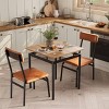 3-Piece Kitchen Table Set for 2, Wooden Dining Table Set for Small Place, Farmhouse Table Set with Table and Chair for Small Rooms or Flats, Brown - 3 of 4