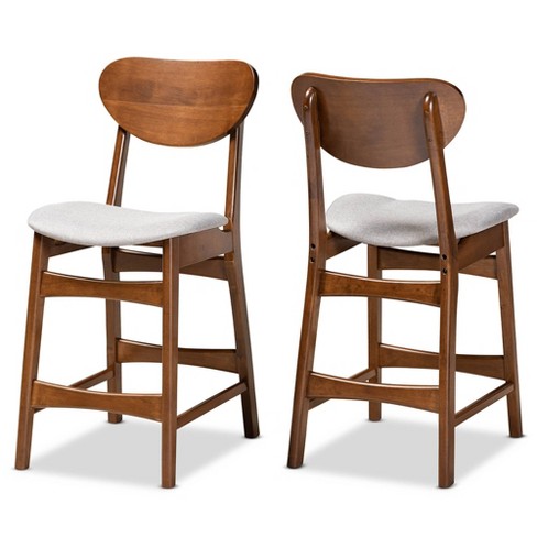 2pc Katya Fabric Upholstered And Wood Counter Height Barstool Set