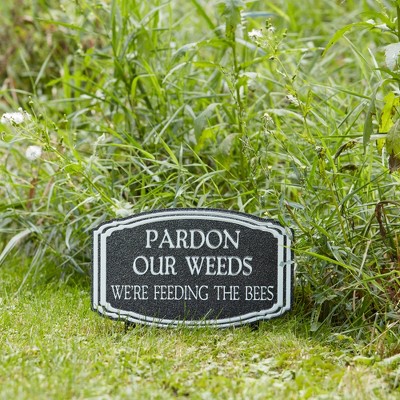 Black and White Tin Metal Garden Stake Signs Set