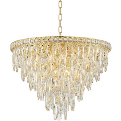 Vienna Full Spectrum Gold Pendant Chandelier 23 1/2" Wide Modern Crystal 9-Light Fixture Dining Room House Foyer Kitchen Island