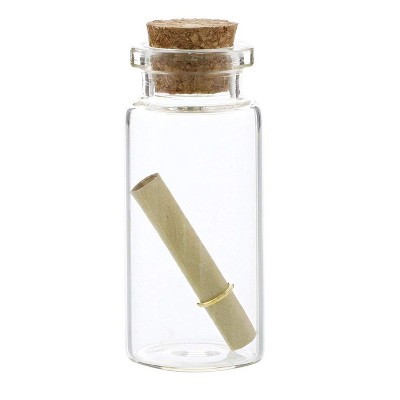 48 Pack Small Glass Jars Storage Cork Bottles with Lid Holds 10ml – Message in a Bottle, 0.5 x 2.15 Inches, Clear