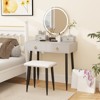 Tangkula Makeup Vanity Set Dressing Vanity Desk w/ Mirror & 3-Color Dimmable LED Lights - 2 of 4