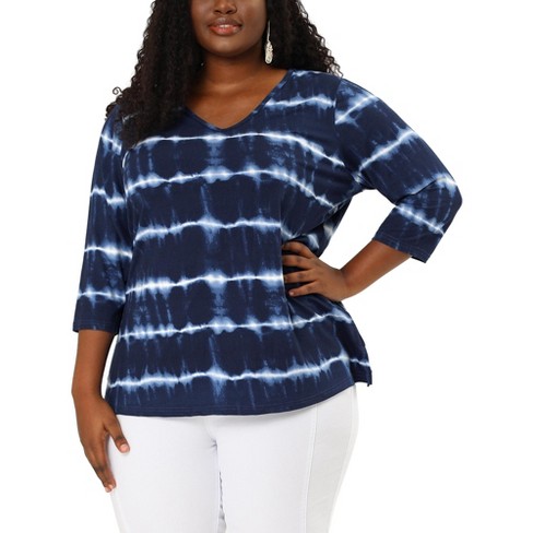 Agnes Orinda Women's Plus Size Peplum Fall V Neck Boho Striped Babydoll  Blouses Blue 3x : Target