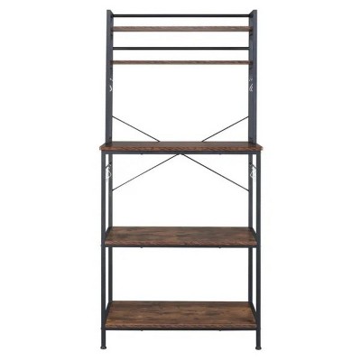 LunaLulinlk 5-Tier Kitchen Bakers Rack with 10 S-Shaped Hooks, Industrial Microwave Oven Stand