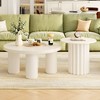 CAVINAS Set of 2 Cream Style Nesting Coffee Tables for Living Room,Irregular Center Table with Side Table,Living Room Furniture - 2 of 4