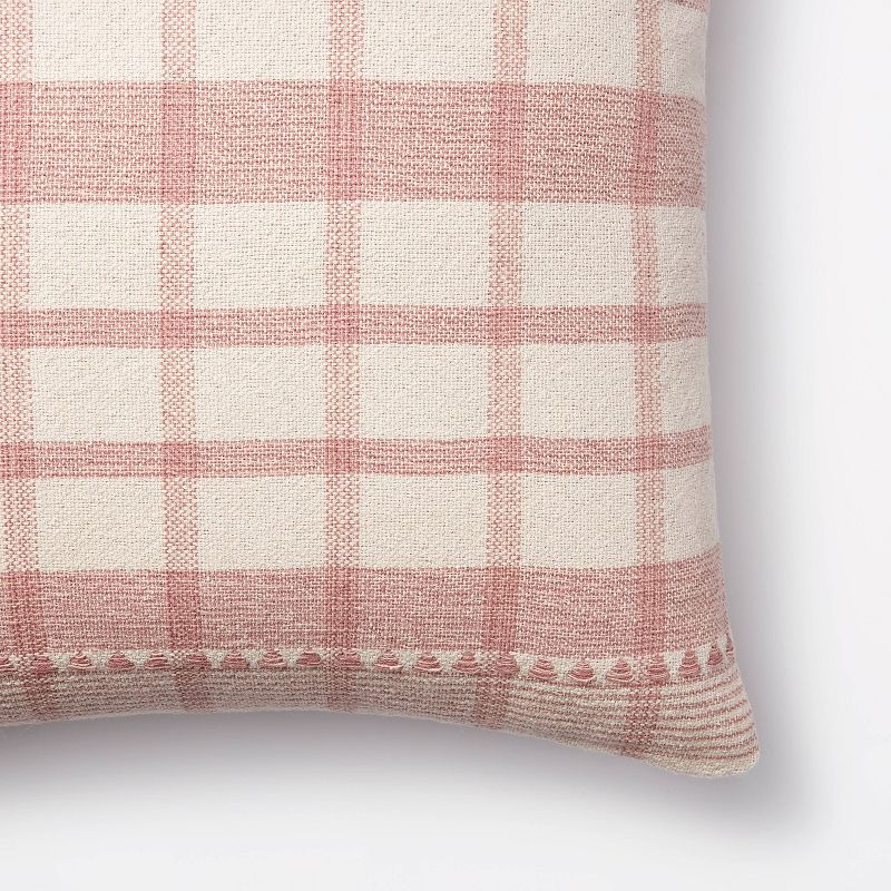 Square Woven Plaid Decorative Throw Pillow Mauve/Light Beige - Threshold&#8482; designed with Studio McGee, 4 of 6